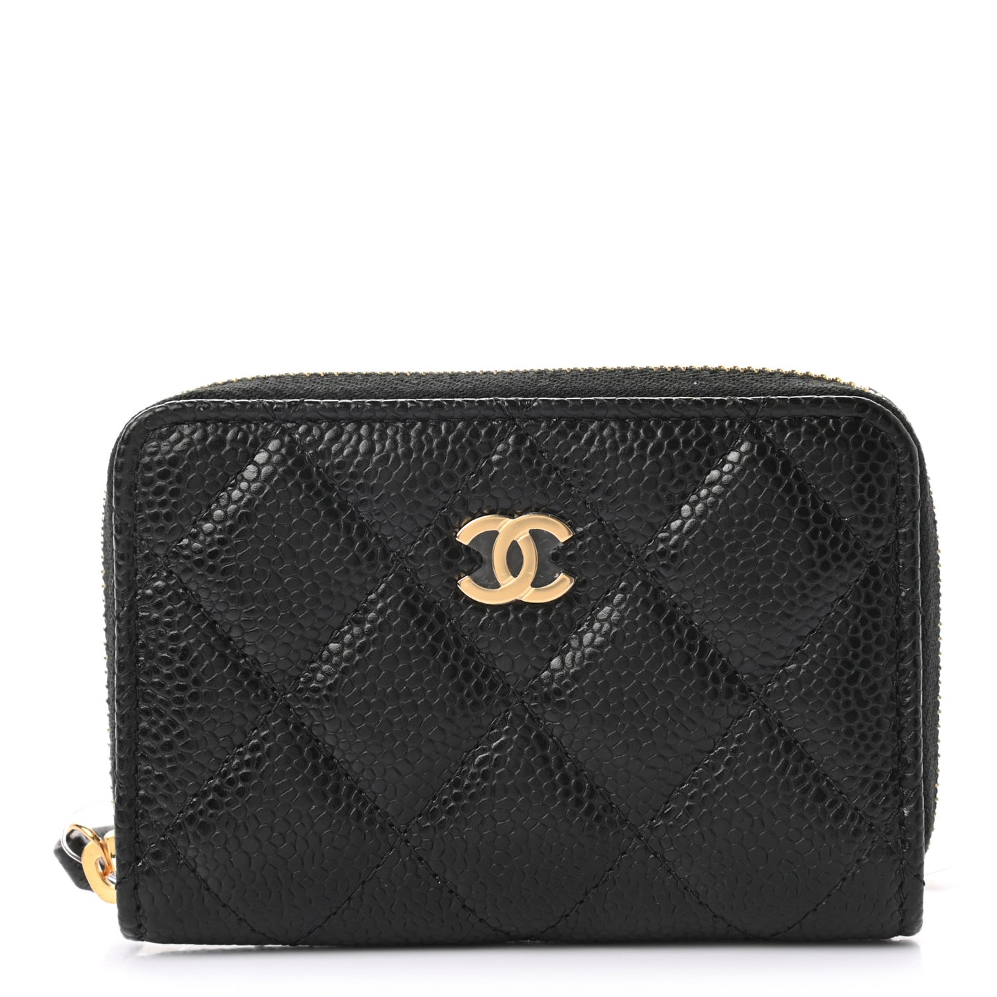 Caviar Quilted Zip Coin Purse Black