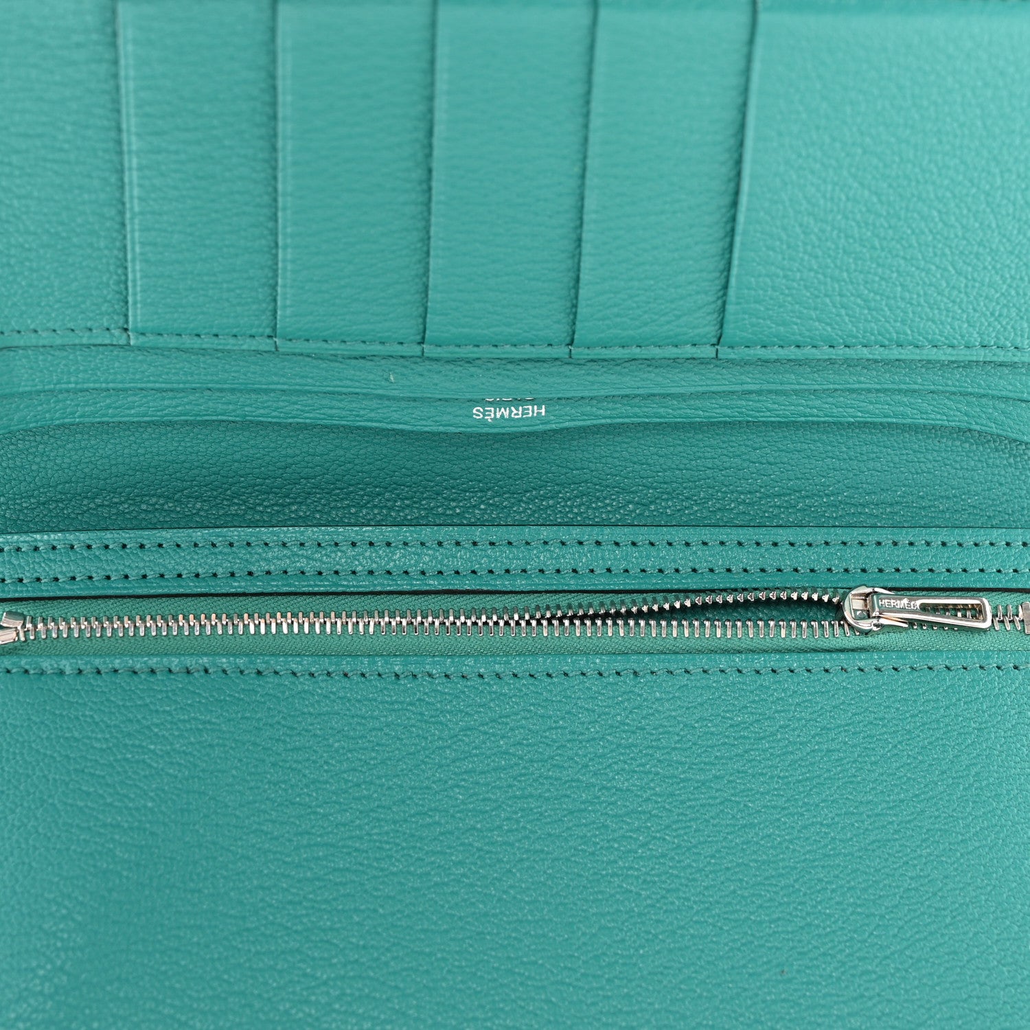 Hermes Chèvre Mysore Bearn Gusset Wallet Bleu Paon 5 of 10