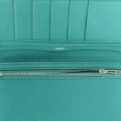 Hermes Chèvre Mysore Bearn Gusset Wallet Bleu Paon 5 of 10