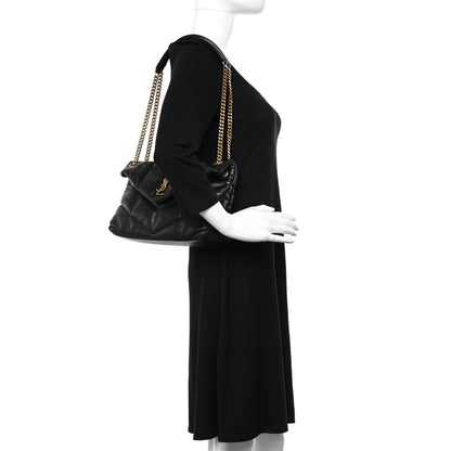 Saint Laurent Lambskin Quilted Small Loulou Puffer Monogram Chain Satchel Black 2 of 10
