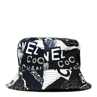 Chanel Cotton Coco Print Bucket Hat L Navy Black White 4 of 8
