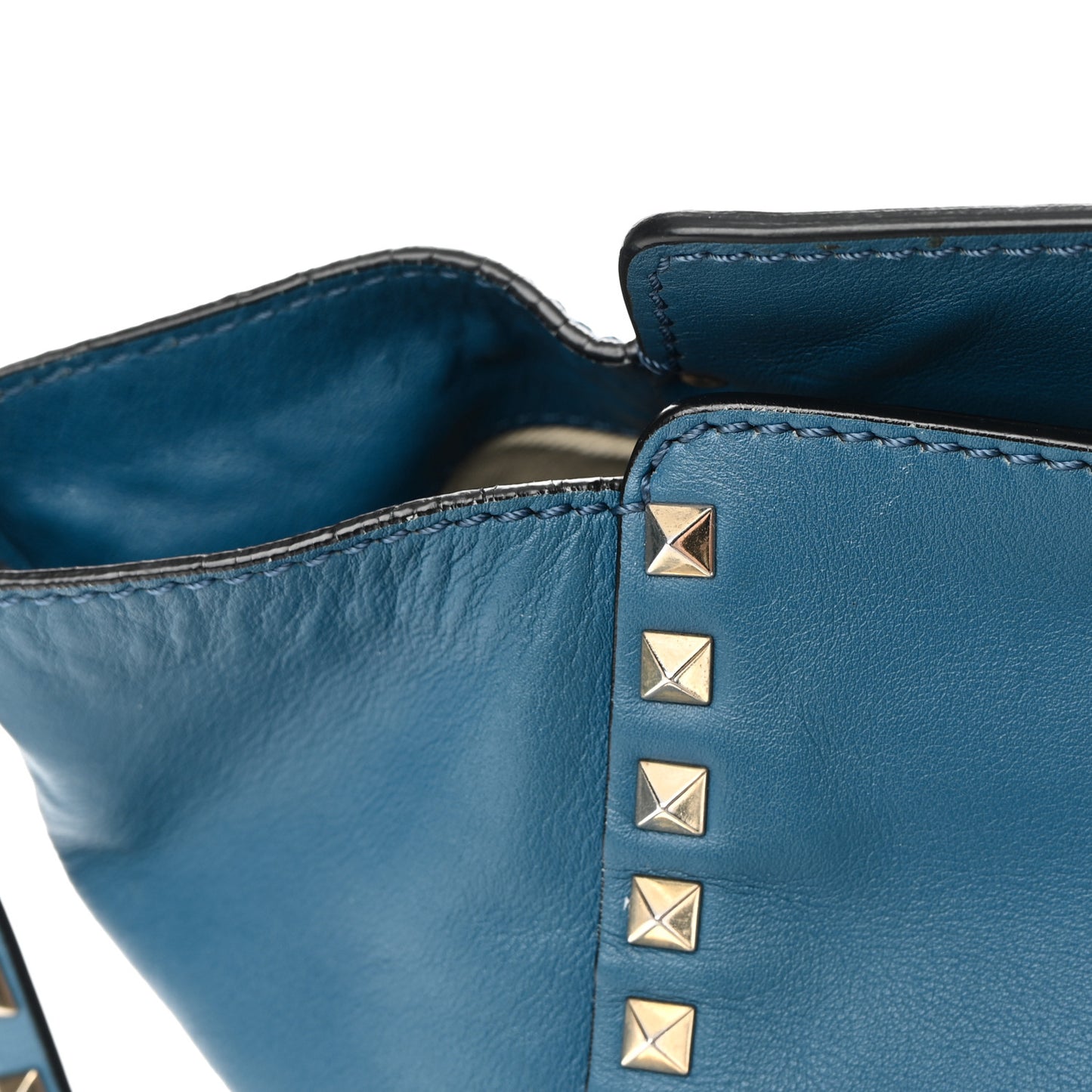 Calfskin Medium Rockstud Tote Blue