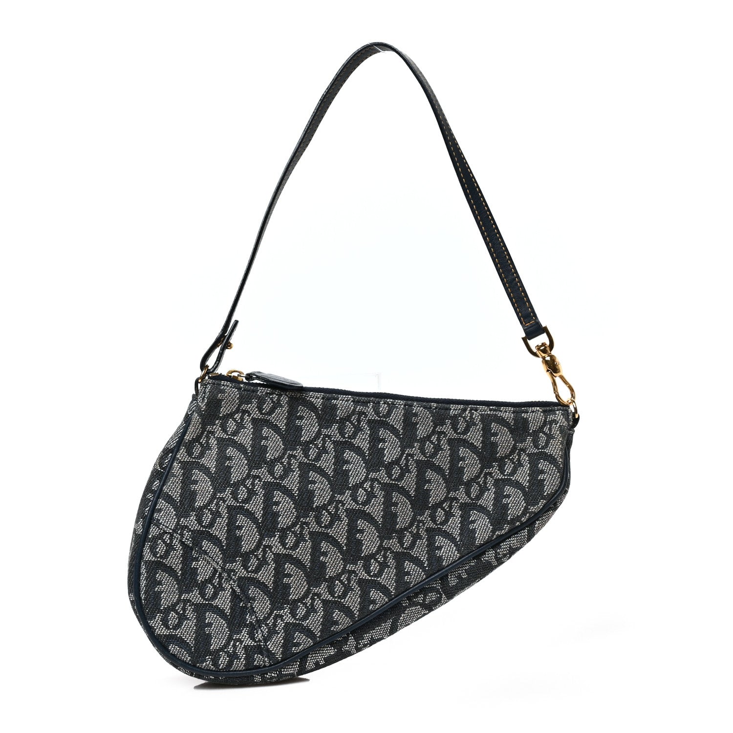 Christian Dior Monogram Mini Saddle Pochette Navy 1 of 8