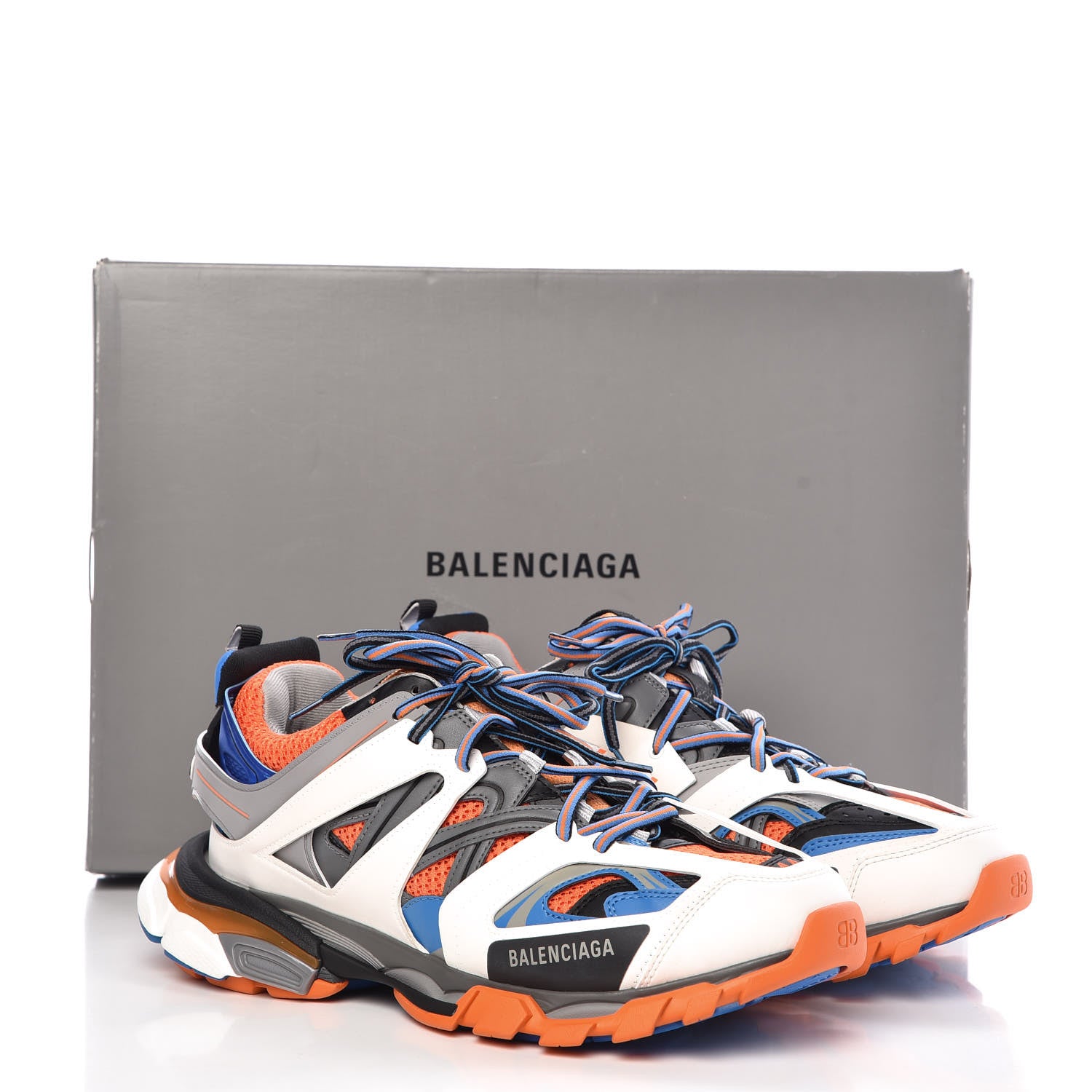 Balenciaga Mesh Nylon Mens Track Sneakers 44 Gris Orange White 9 of 9