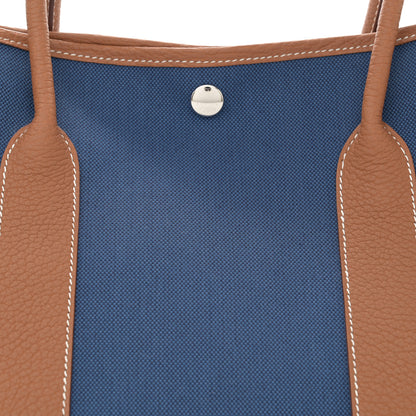 Hermes Toile Militaire Vache Country Garden Party Tote 36 MM Bleu France Gold 8 of 10