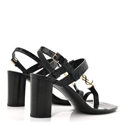 Saint Laurent Calfskin Fake Cocco Cassandra 75 Sandals 36 Black 5 of 10