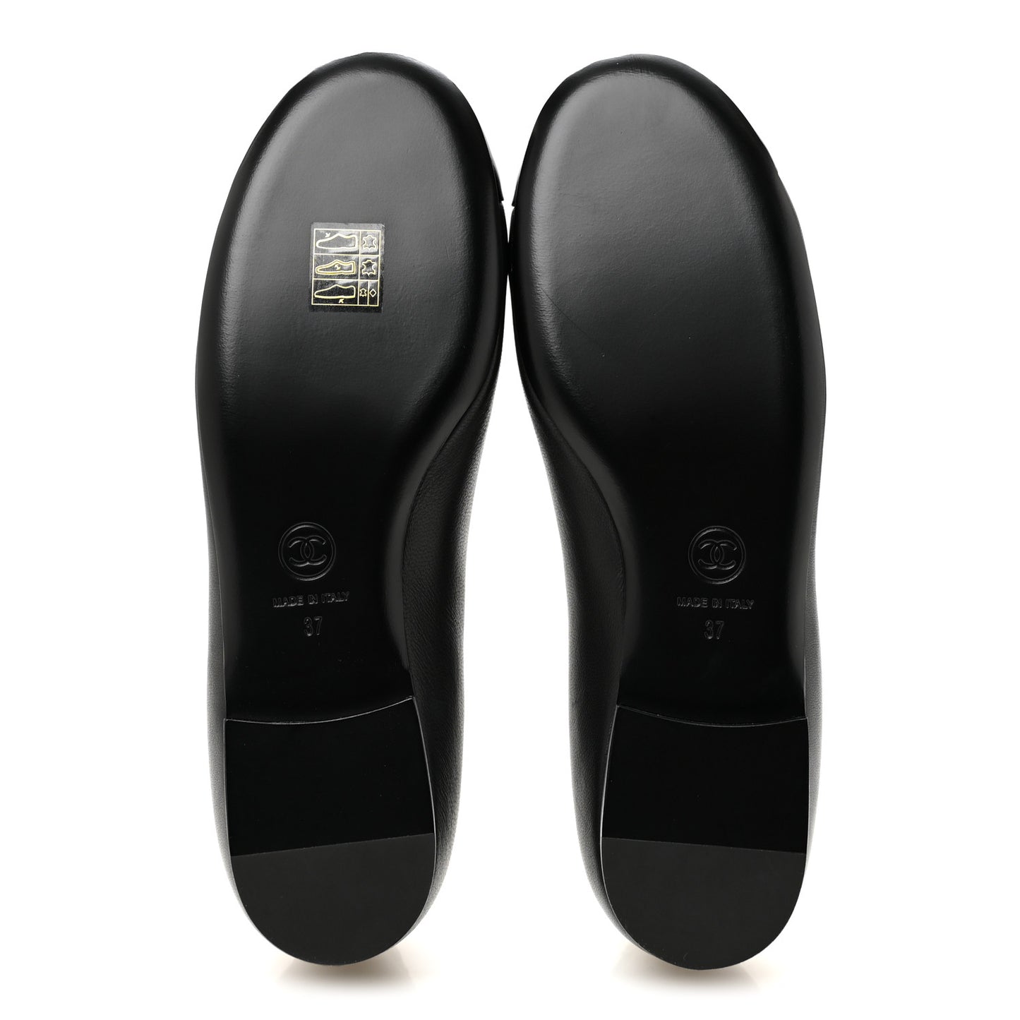 Lambskin Patent Cap Toe Chain Around Ballerina Flats 37 Black