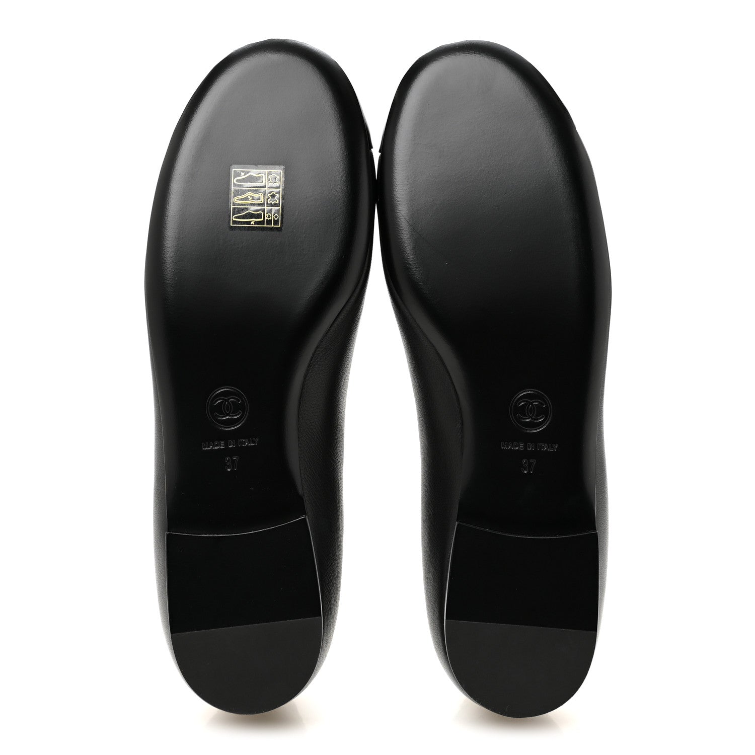 Chanel Lambskin Patent Cap Toe Chain Around Ballerina Flats 37 Black 6 of 10