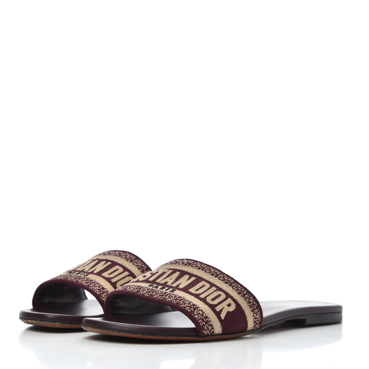 Christian Dior Canvas Embroidered Dway Mules Slide Sandals 40 Burgundy 3 of 16