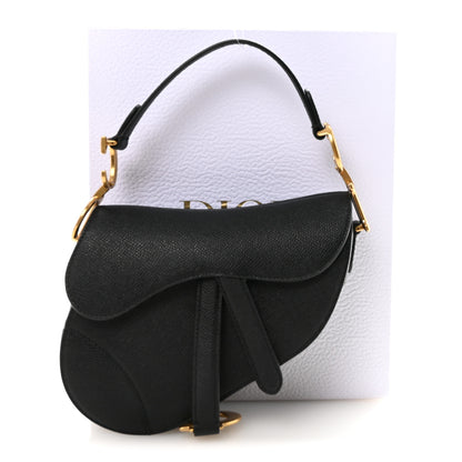 Christian Dior Grained Calfskin Mini Saddle Bag With Strap Black 11 of 11