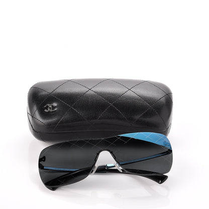 Chanel Shield Runway Sunglasses 4215 Silver Blue Mirror 8 of 8