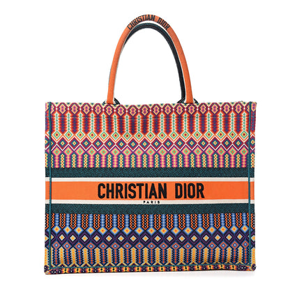 Christian Dior Canvas Embroidered Large Book Tote Orange Multicolor 1 of 8
