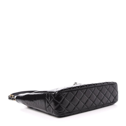 Chanel Shiny Aged Calfskin Quilted Large Shopping Bag Black 4 of 11
