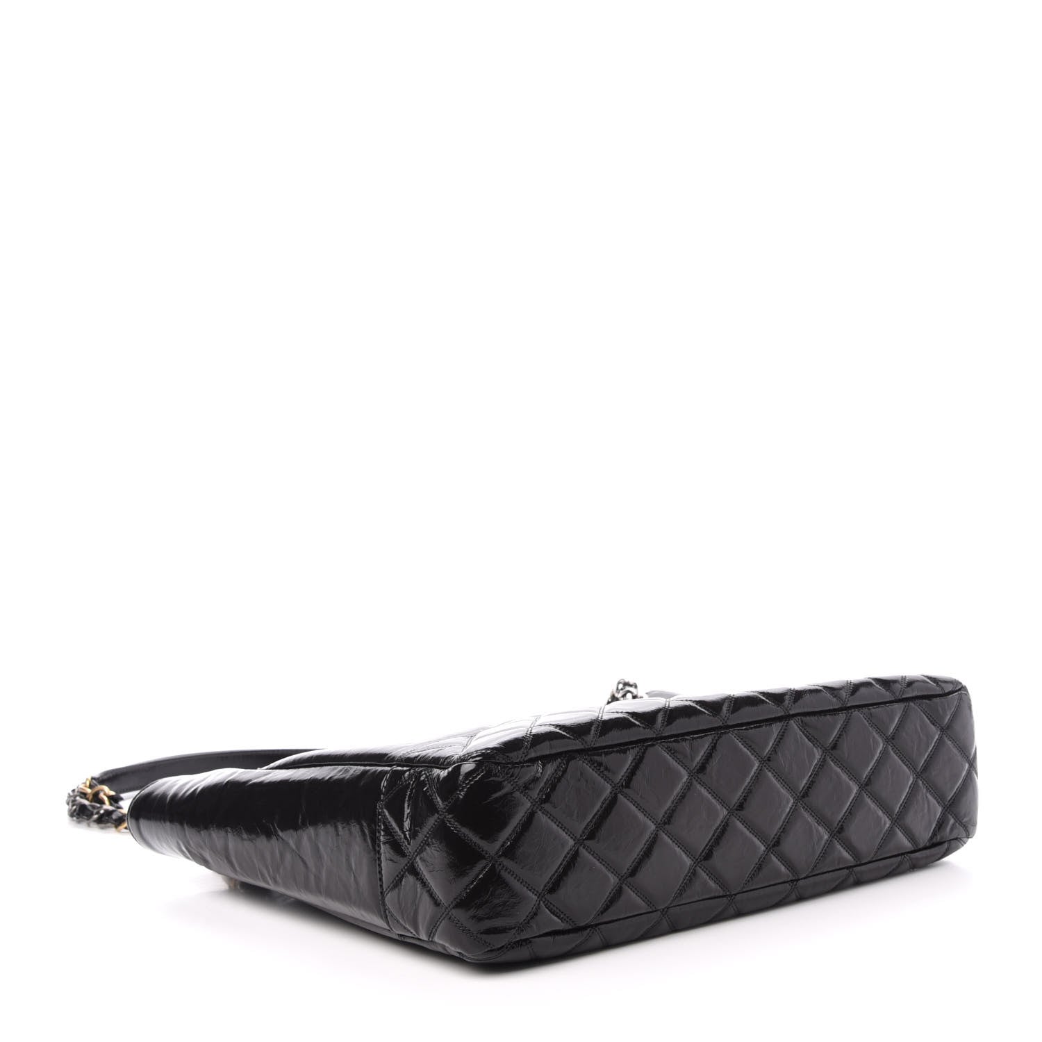 Chanel Shiny Aged Calfskin Quilted Large Shopping Bag Black 4 of 11