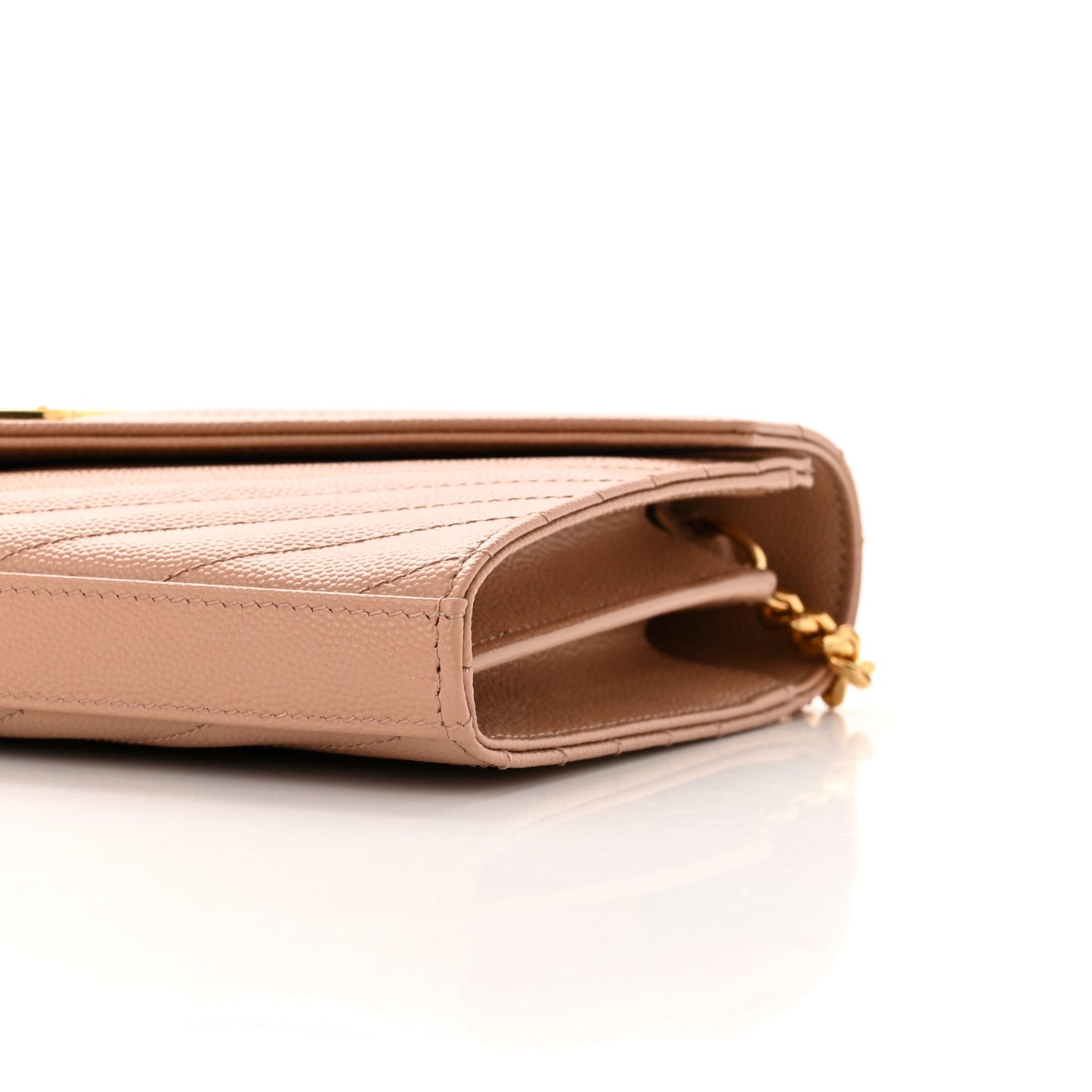 Grain De Poudre Matelasse Chevron Monogram Chain Wallet Vintage Peach