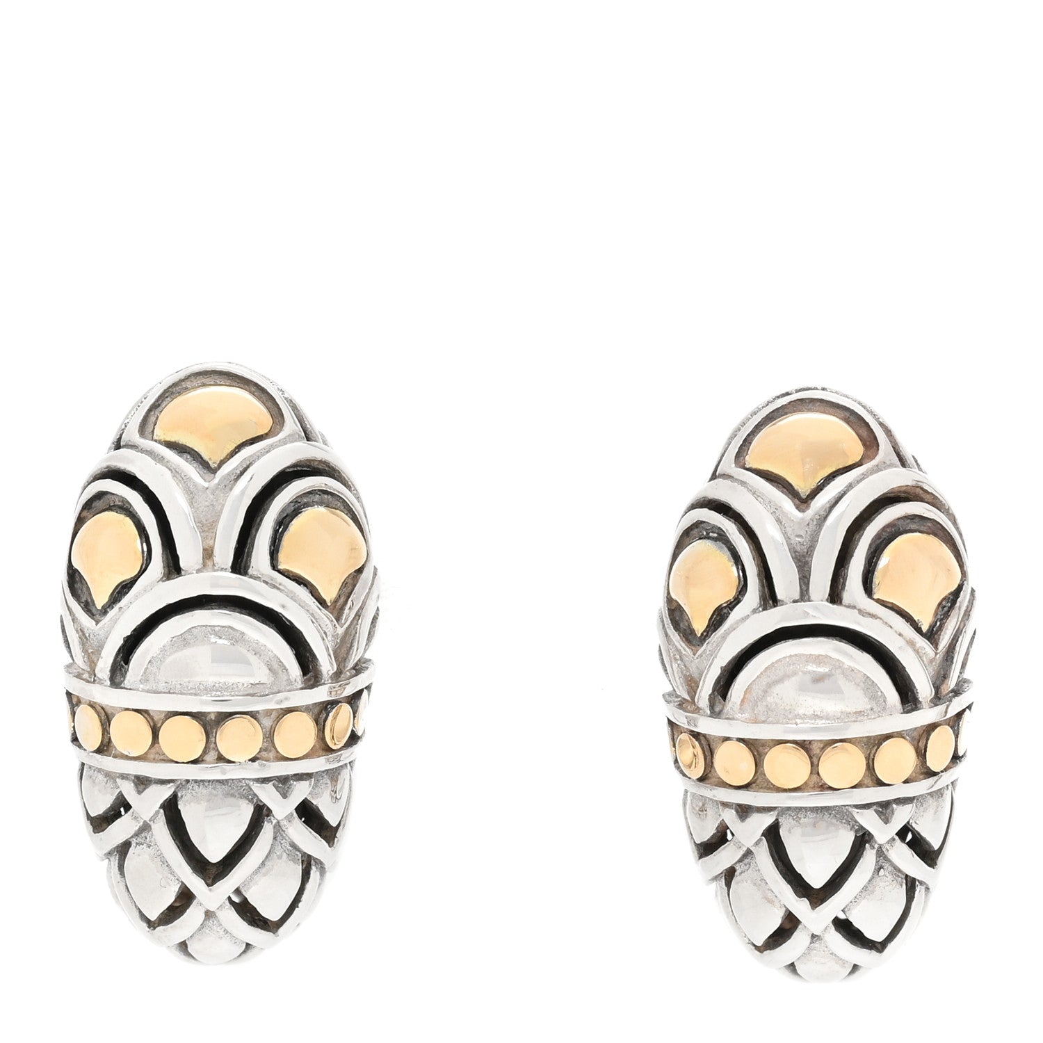 John Hardy Sterling Silver 18K Yellow Gold Naga Shrimp Earrings 1 of 4