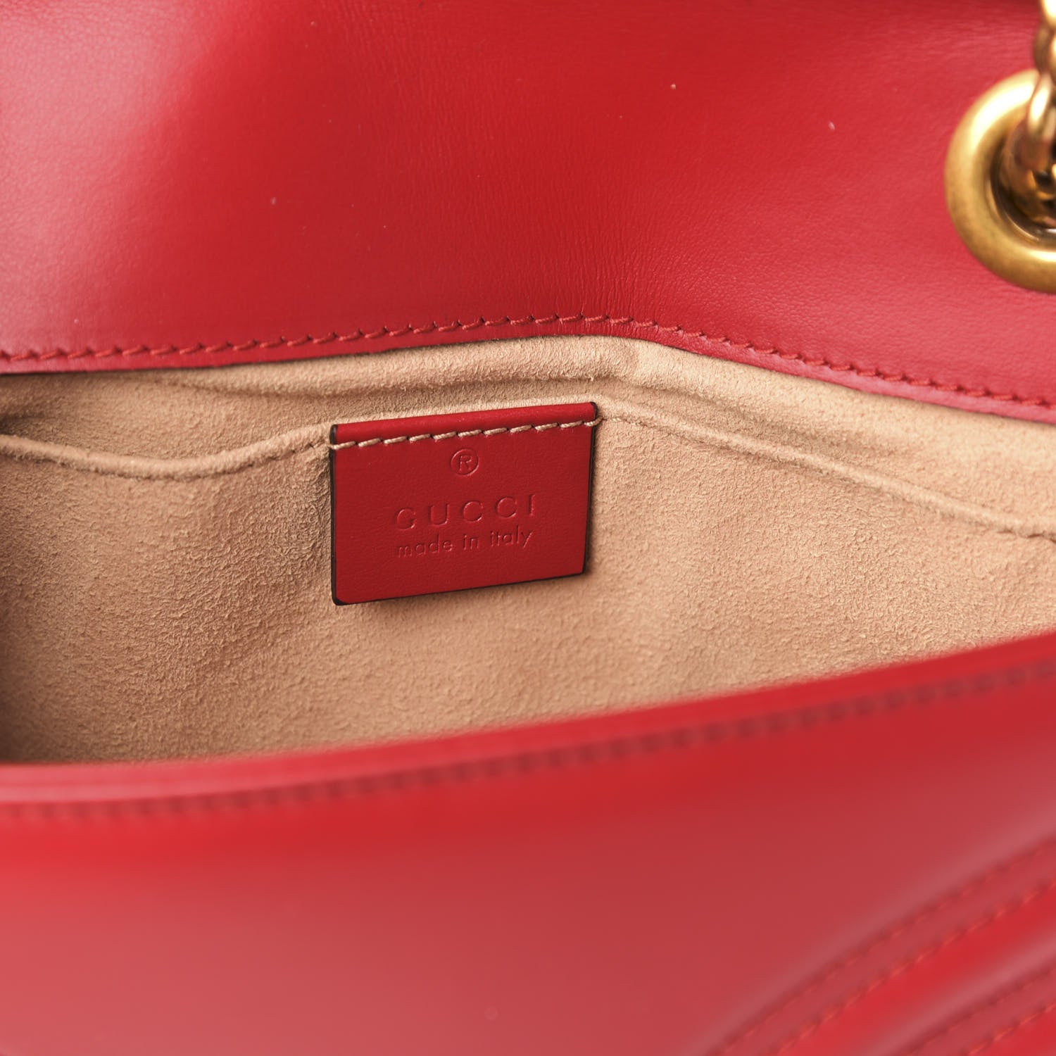 Gucci Calfskin Matelasse Mini GG Marmont Shoulder Bag Hibiscus Red 6 of 12