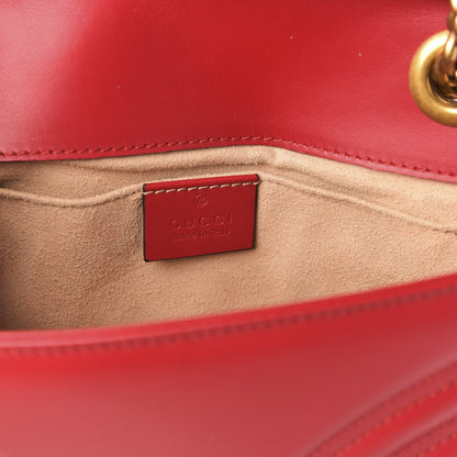 Gucci Calfskin Matelasse Mini GG Marmont Shoulder Bag Hibiscus Red 6 of 12