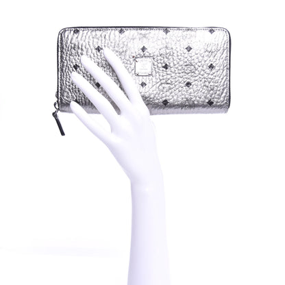 MCM Visetos Large Zip Around Wallet Silver 2 of 7