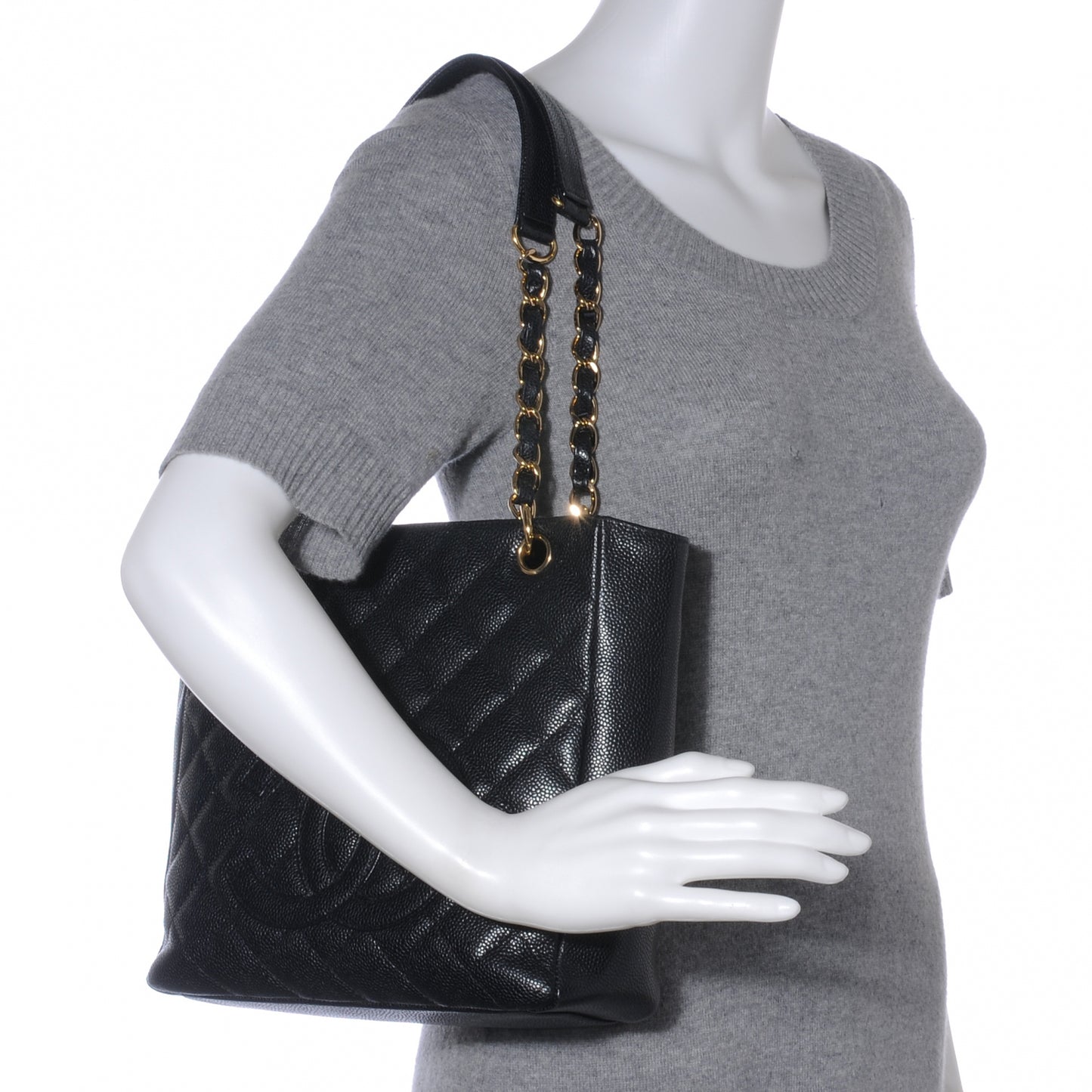 Caviar Petit Shopping Tote PST Black