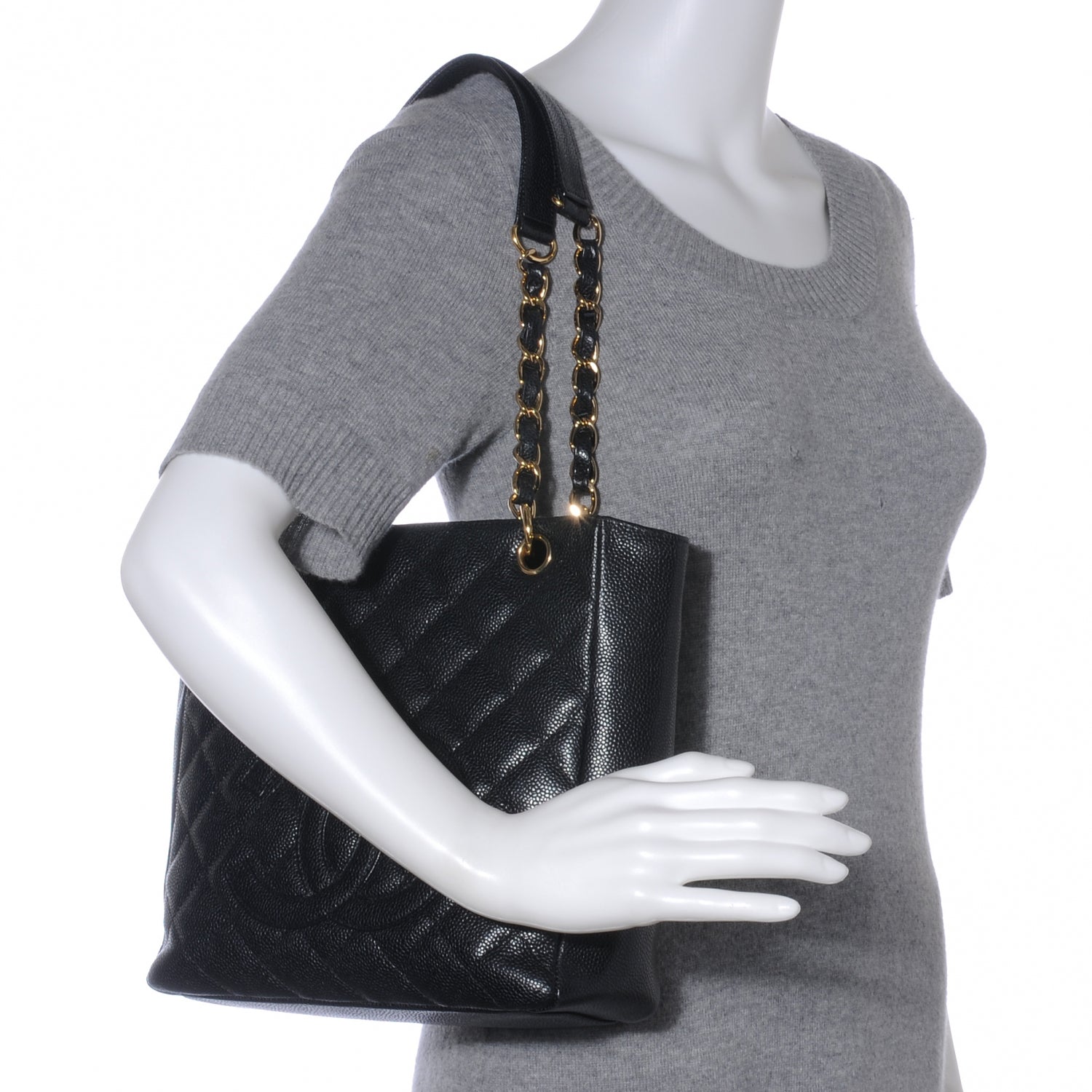 Chanel Caviar Petit Shopping Tote PST Black 2 of 7
