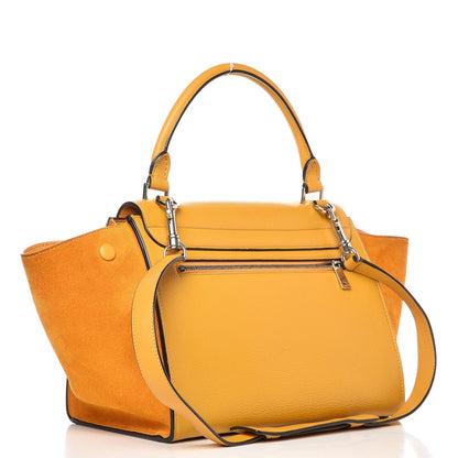Celine Drummed Calfskin Suede Small Trapeze Ocre 3 of 7