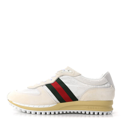 Gucci Suede Calfskin Mens Re-Web Sneakers 8 White 1 of 9
