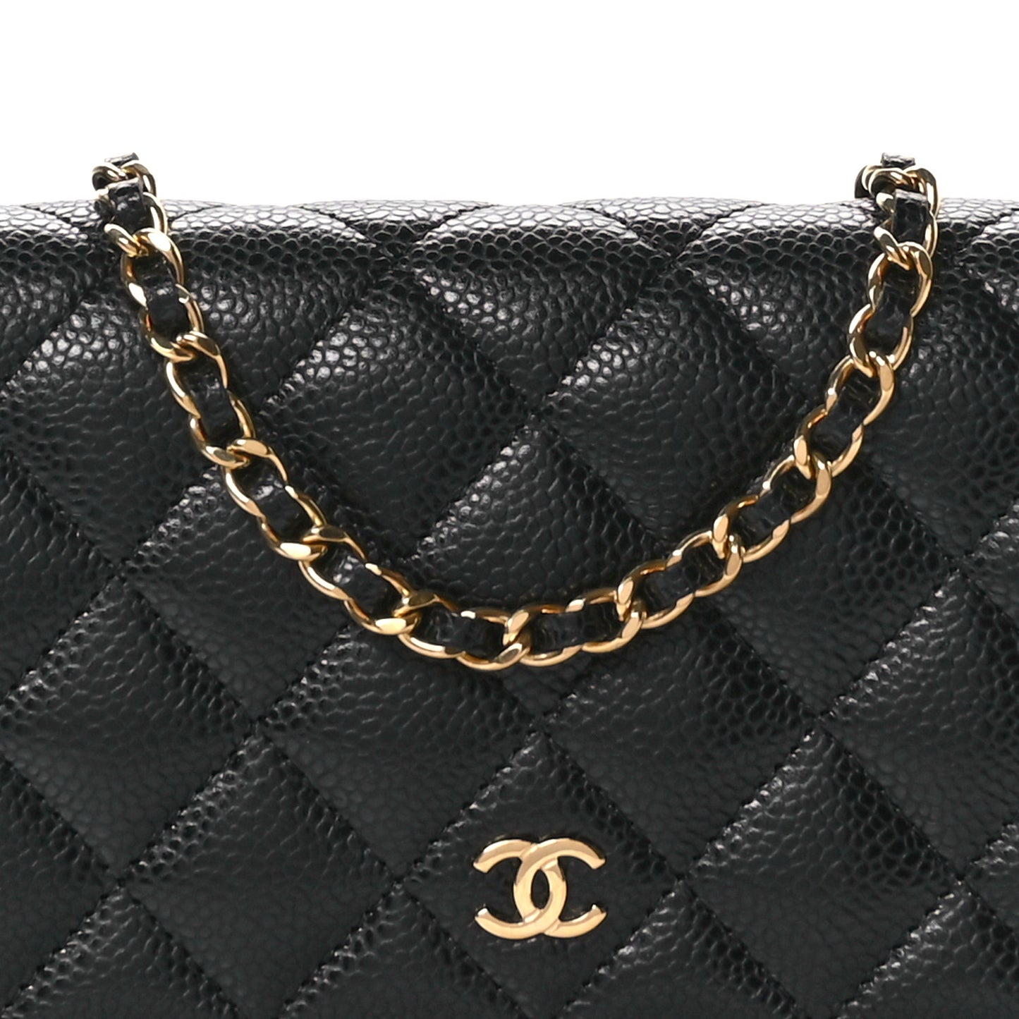 Caviar Quilted Wallet on Chain WOC Black