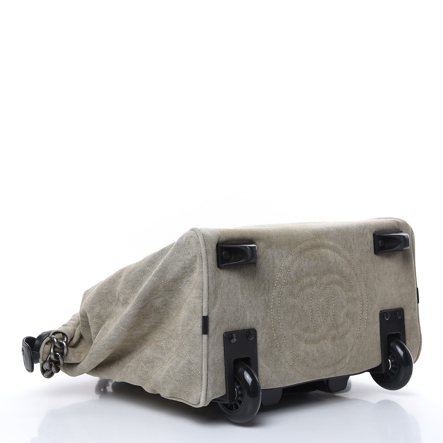 Washed Toile Calfskin Quilted Trolley Beige Black