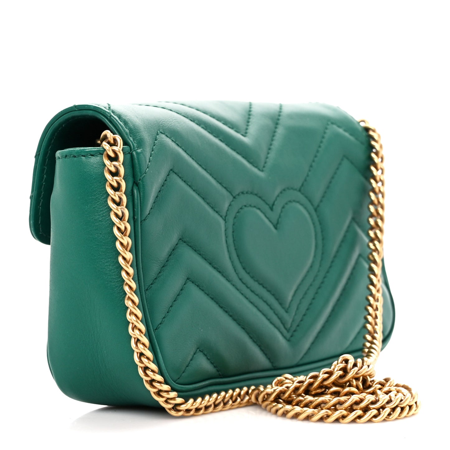 Calfskin Matelasse Super Mini GG Marmont Shoulder Bag Emerald Green