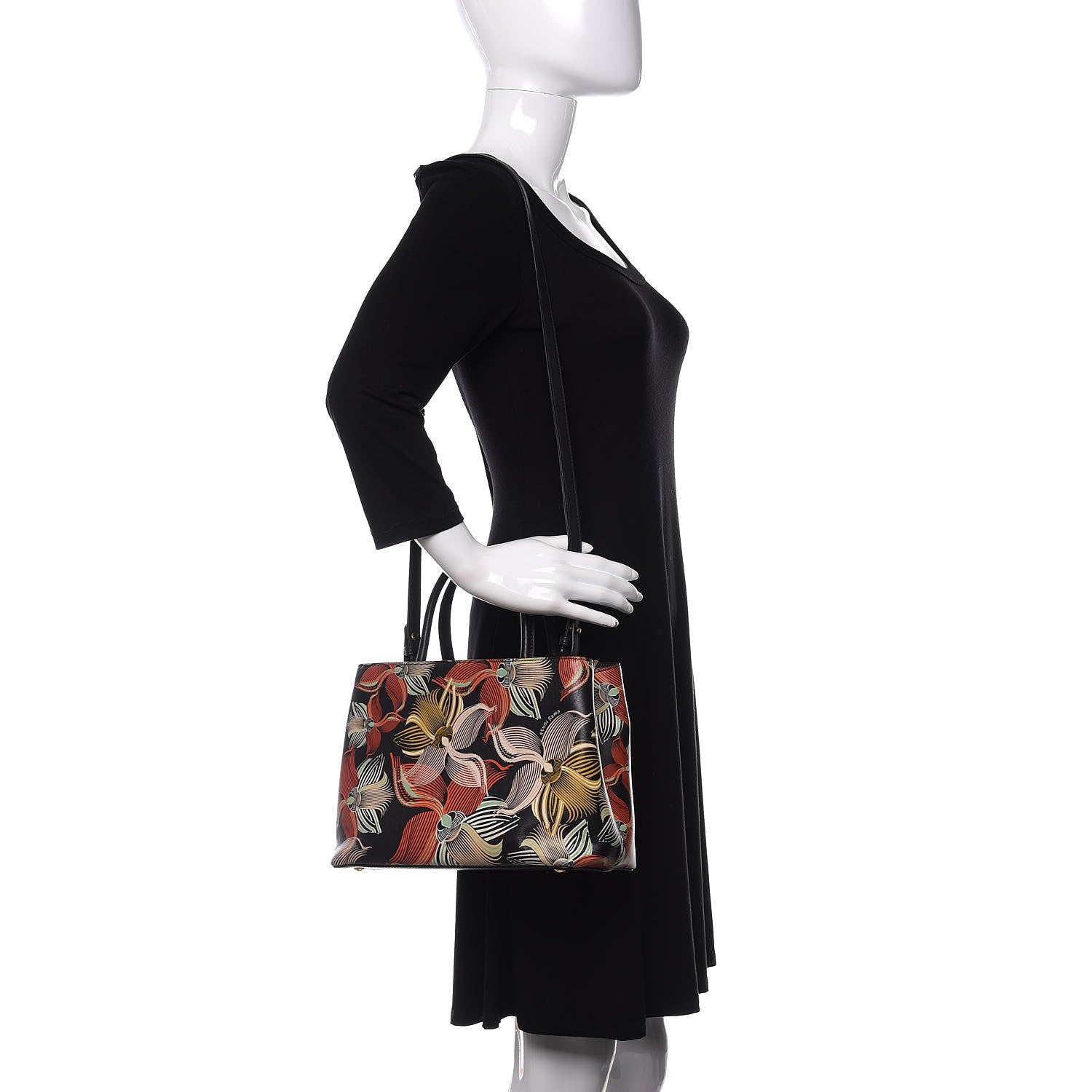 Fendi Calfskin Orchid Petite 2Jours Tote Black Multicolor 2 of 10