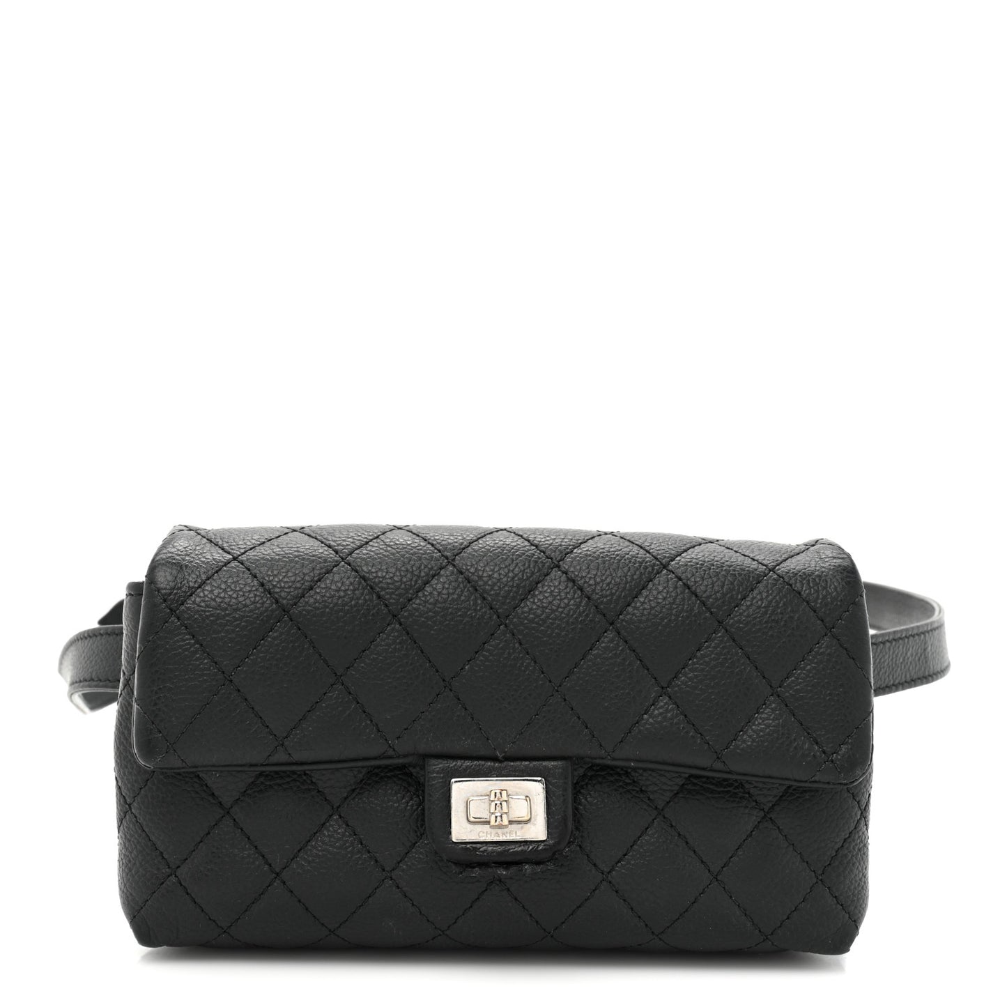Grained Calfskin Quilted 2.55 Reissue Flap Belt Bag Clutch Black