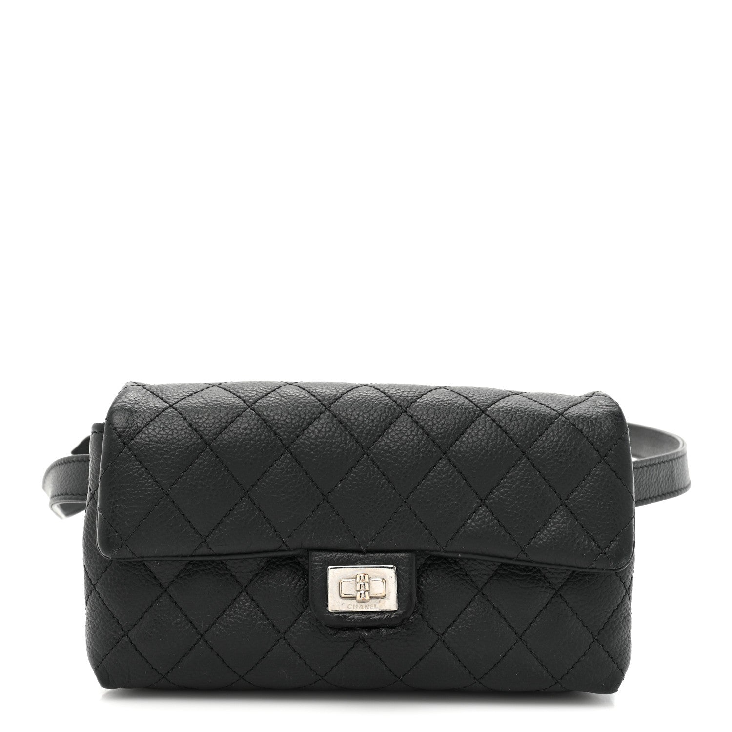 Chanel Grained Calfskin Quilted 2.55 Reissue Flap Belt Bag Clutch Black 1 of 16