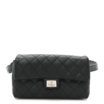 Chanel Grained Calfskin Quilted 2.55 Reissue Flap Belt Bag Clutch Black 1 of 16
