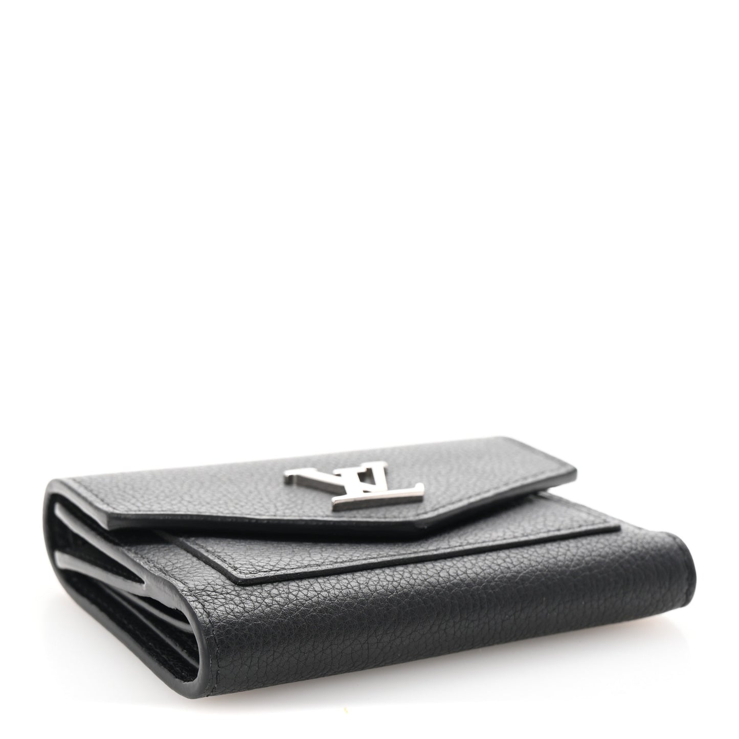 Soft Calfskin My Lockme Compact Wallet Black