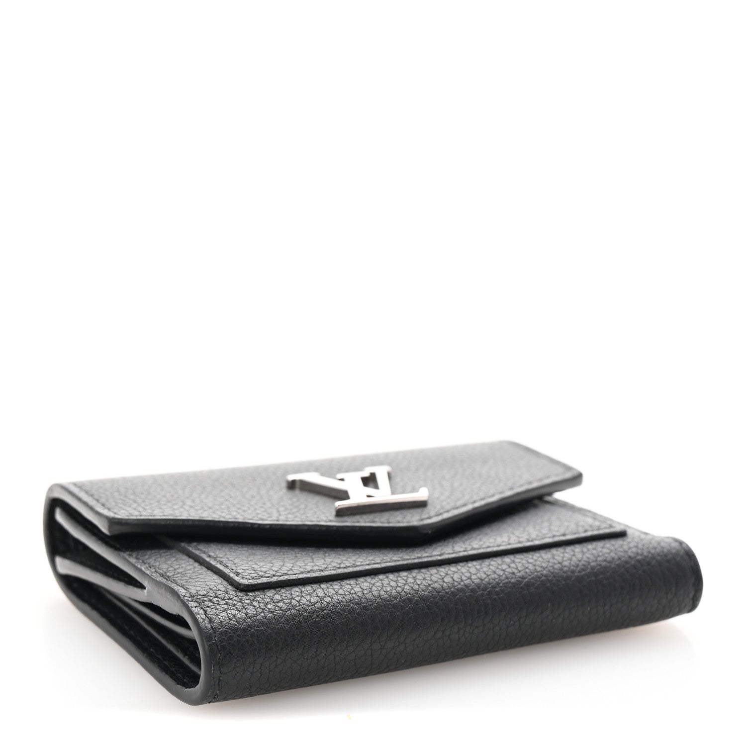 Louis Vuitton Soft Calfskin My Lockme Compact Wallet Black 4 of 7