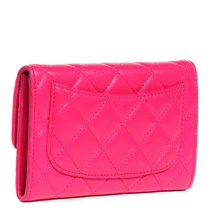 Chanel Lambskin Quilted Small Flap Wallet Dark Pink 3 of 10
