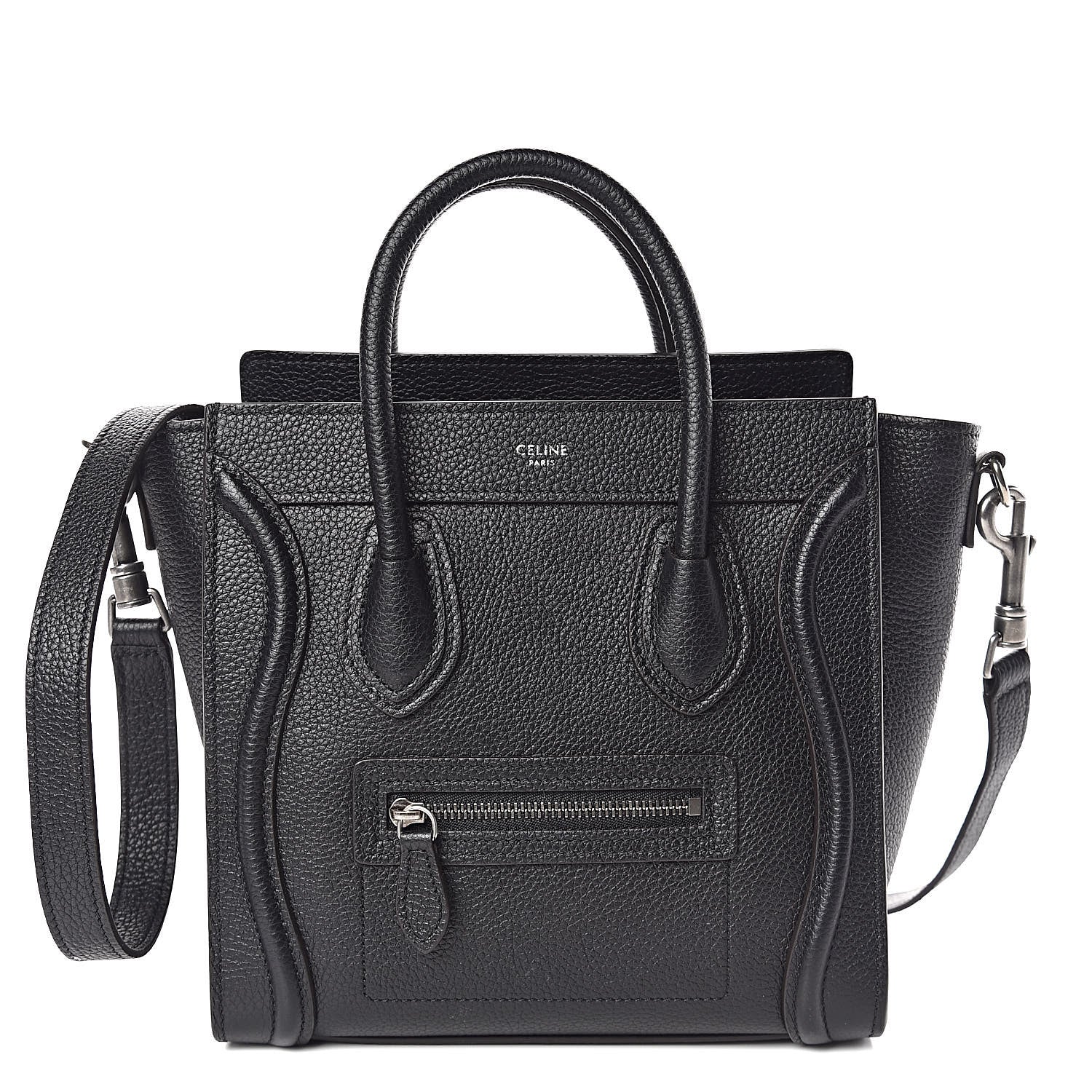 Celine Drummed Calfskin Nano Luggage Black 1 of 9
