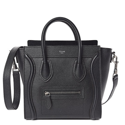Celine Drummed Calfskin Nano Luggage Black 1 of 9