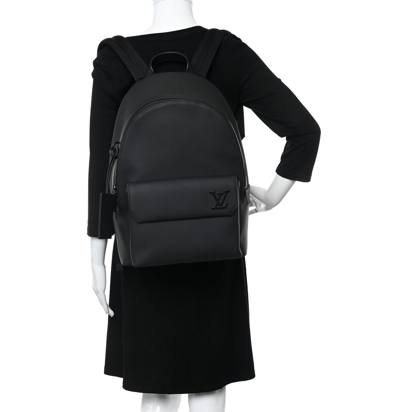 Grained Calfskin Aerogram Takeoff Backpack Black