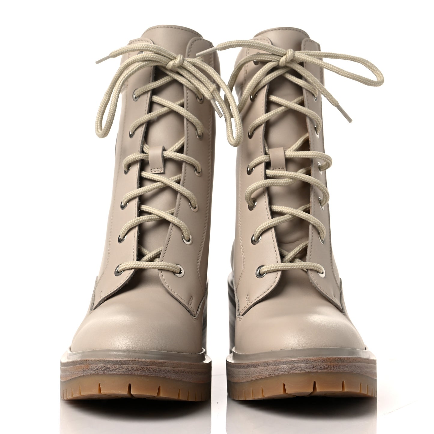 Calfskin Bridge Ankle Boots 38 Beige Grege