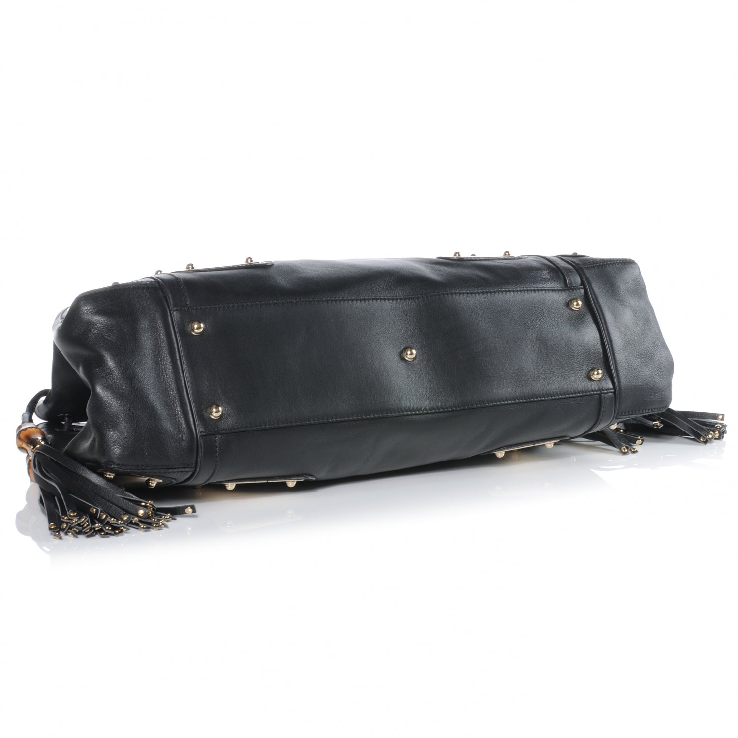 Gucci Leather Race Bamboo Tassel Tote Black 4 of 8