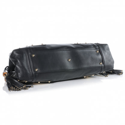 Gucci Leather Race Bamboo Tassel Tote Black 4 of 8