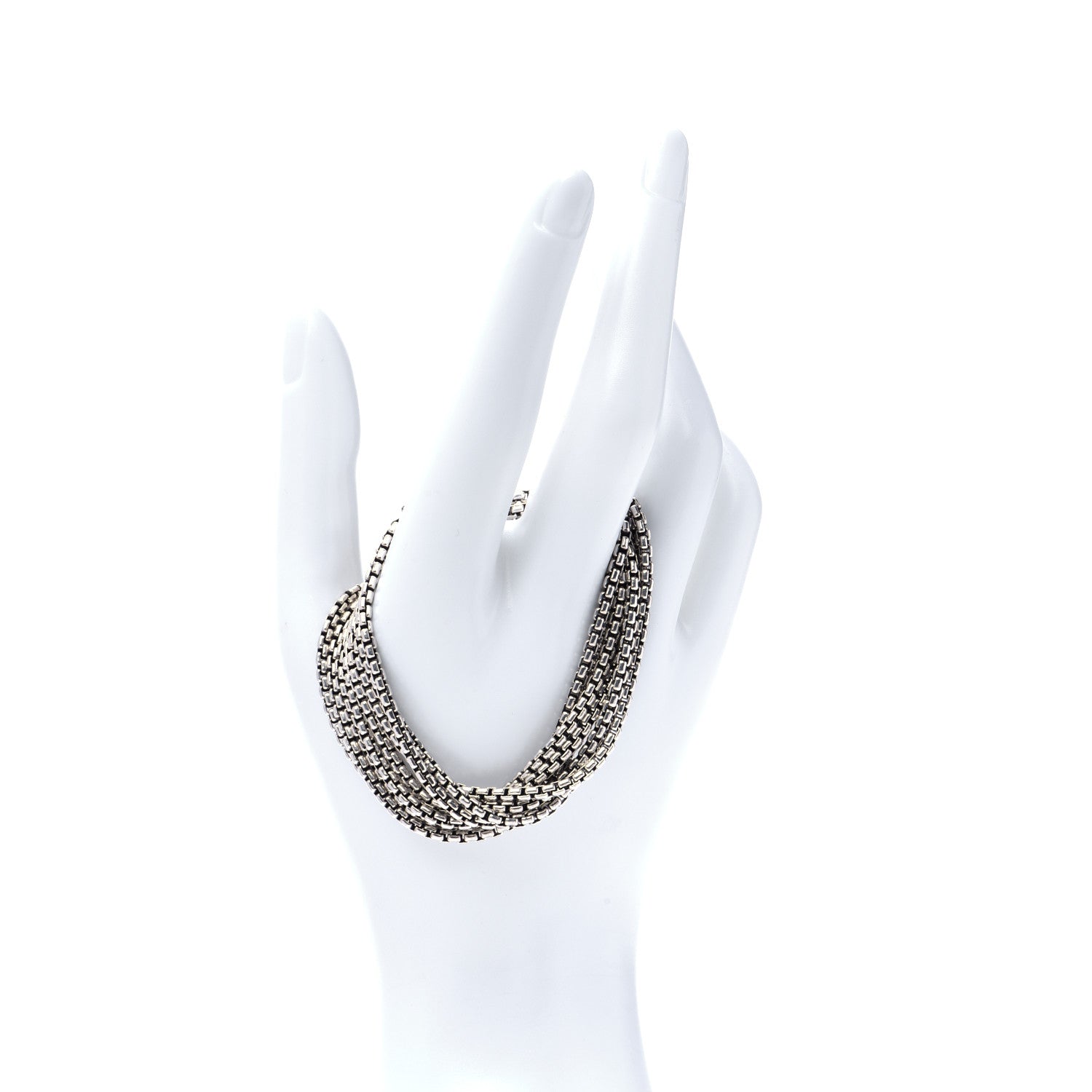 David Yurman Sterling Silver Multi-Row Box Chain Bracelet 2 of 6