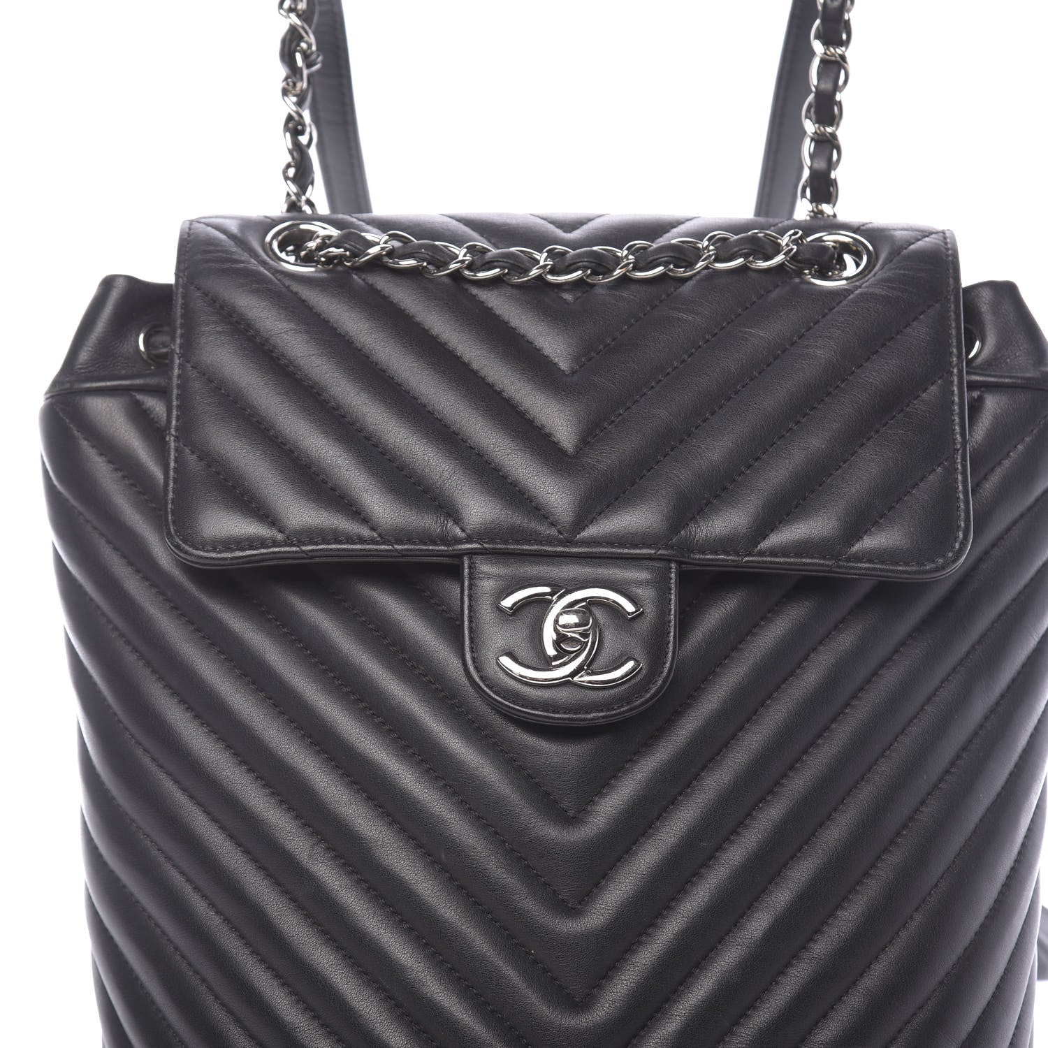 Chanel Lambskin Chevron Quilted Small Urban Spirit Backpack Black 9 of 9