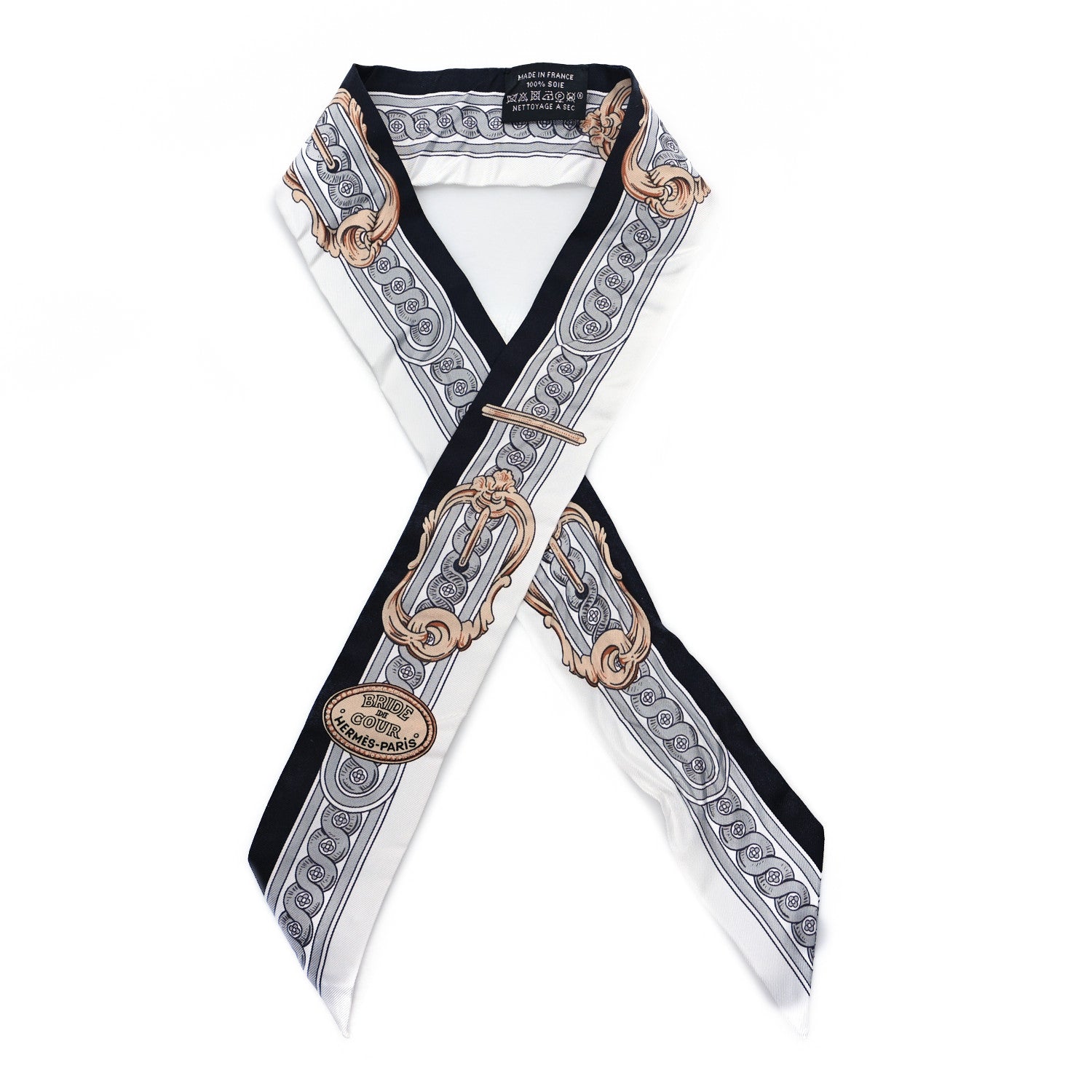 Hermes Silk Bride De Cour Twilly Black White Or Rose 1 of 3