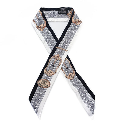 Hermes Silk Bride De Cour Twilly Black White Or Rose 1 of 3
