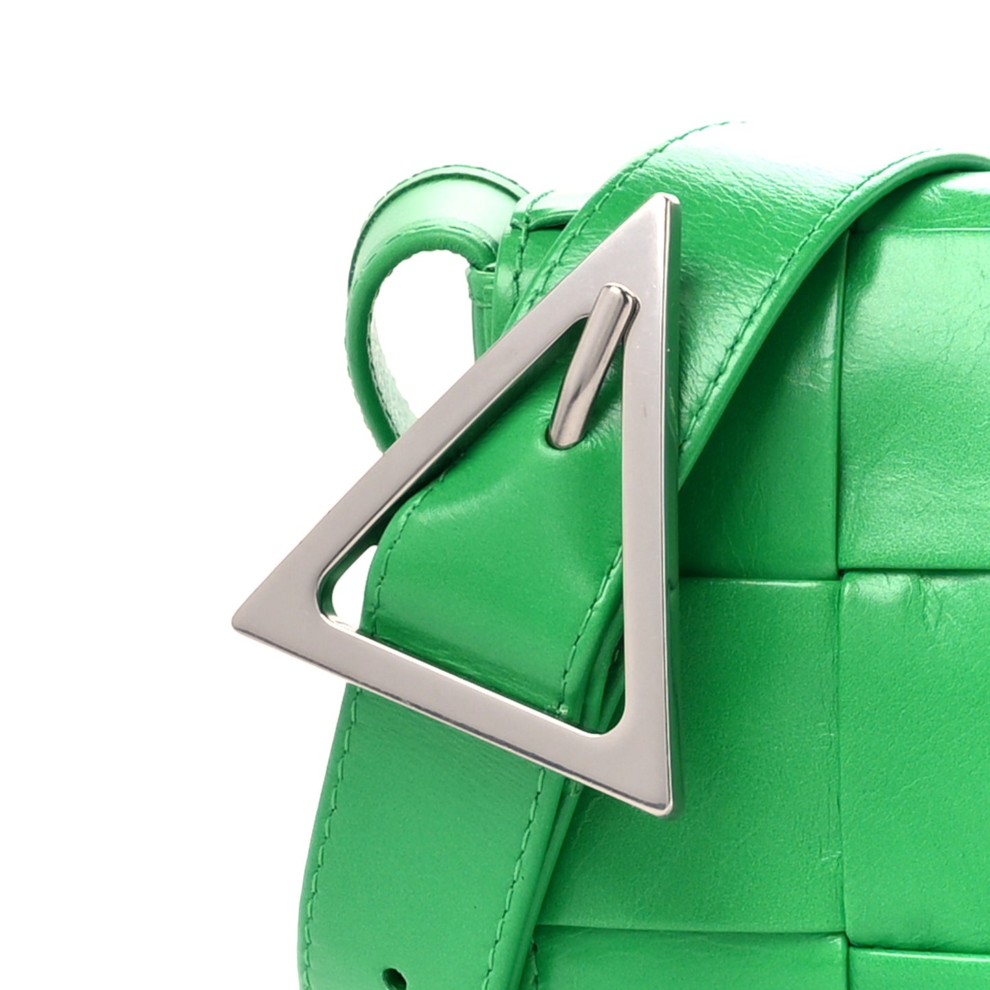 Paper Calfskin Maxi Intreccio Small Cassette Crossbody Bag Grass