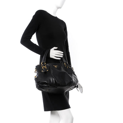 Prada Soft Calf Shoulder Bag Black 2 of 13
