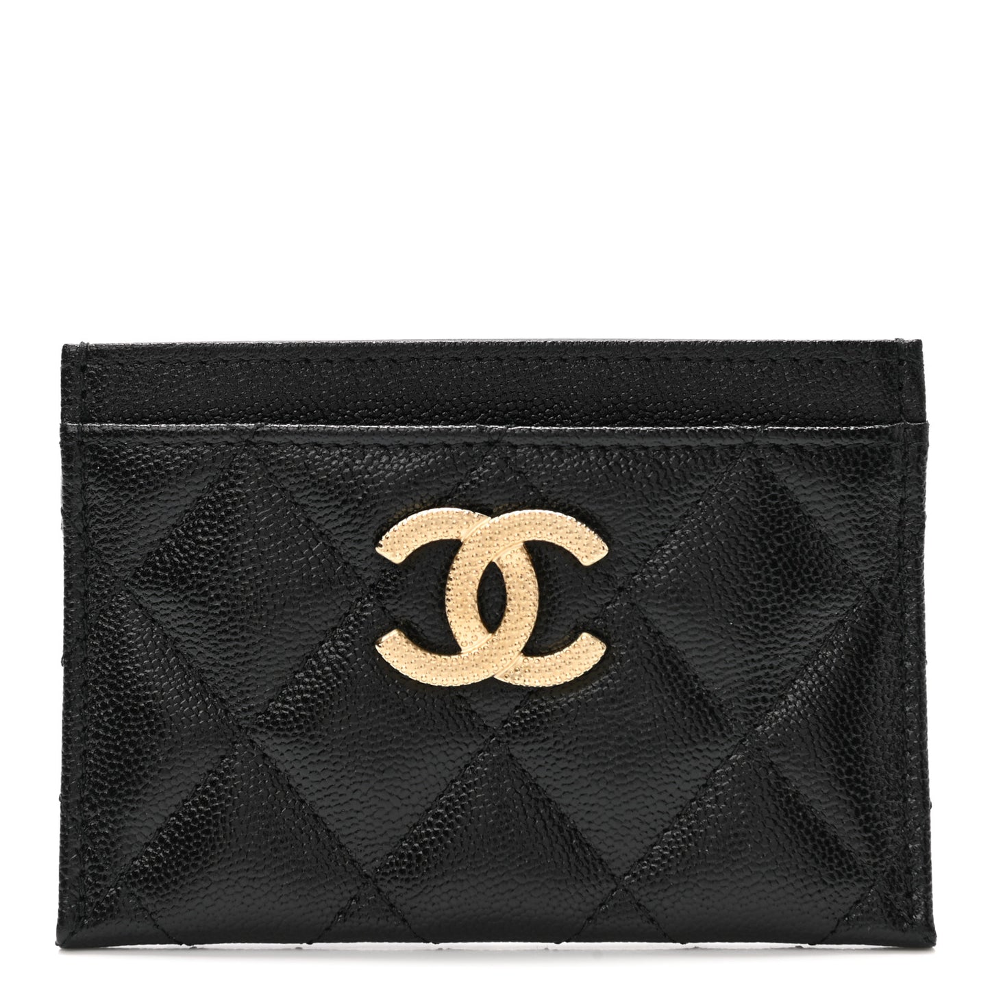 Caviar Quilted Studded CC Card Holder Black